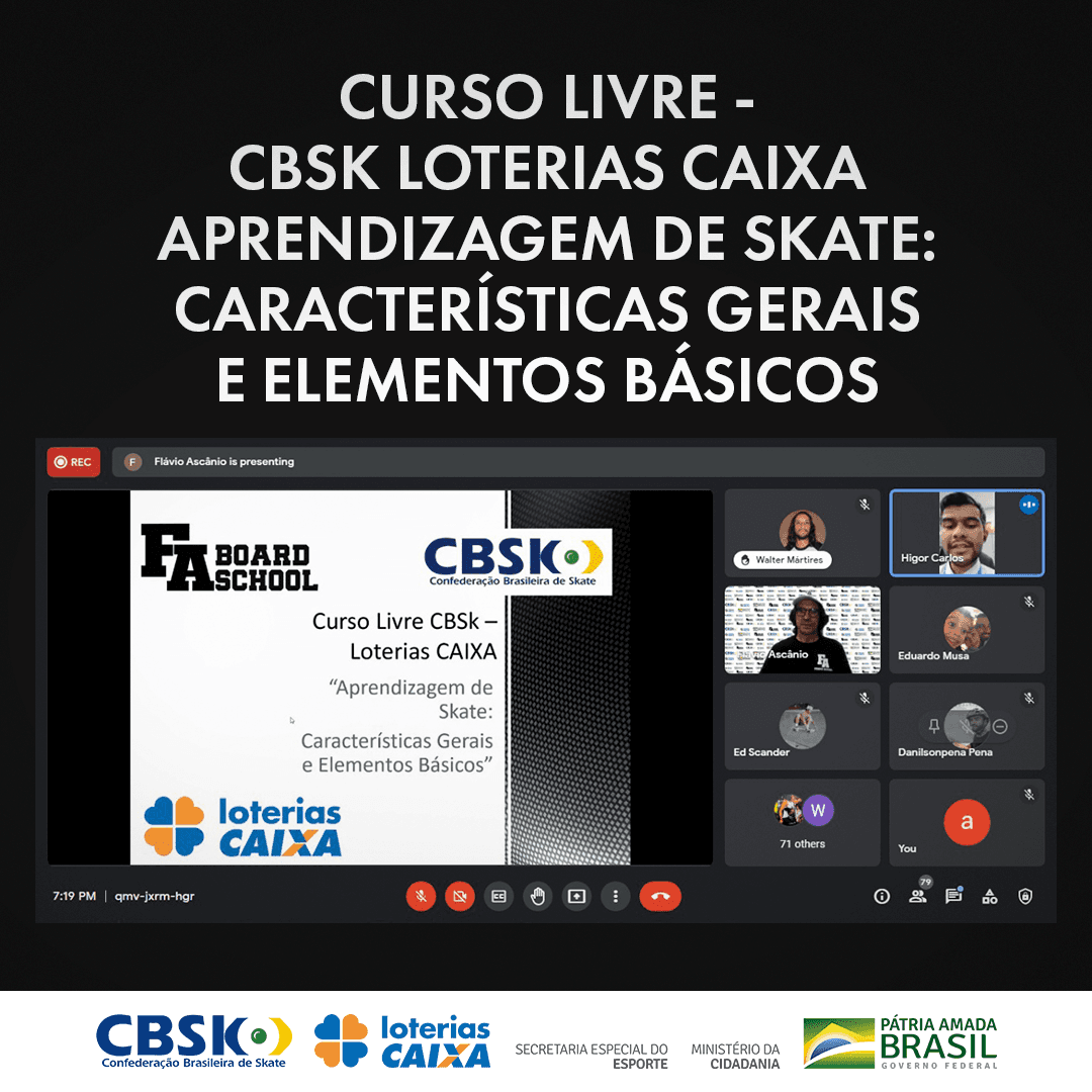Curso Livre CBSk - Loterias CAIXA de Aprendizagem de Skate alcança mais 90 alunos