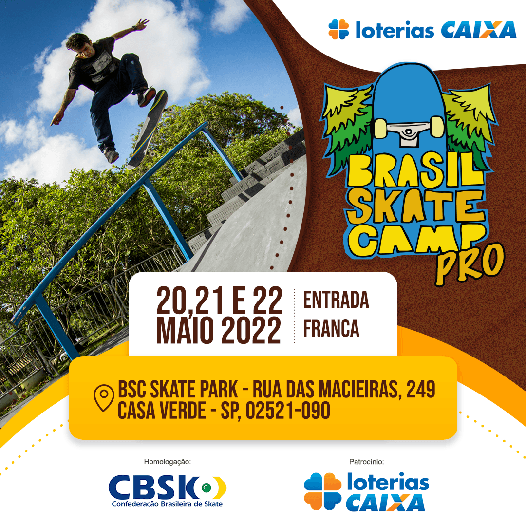 Loterias CAIXA Brasil Skate Camp PRO acontece no próximo final de semana em São Paulo