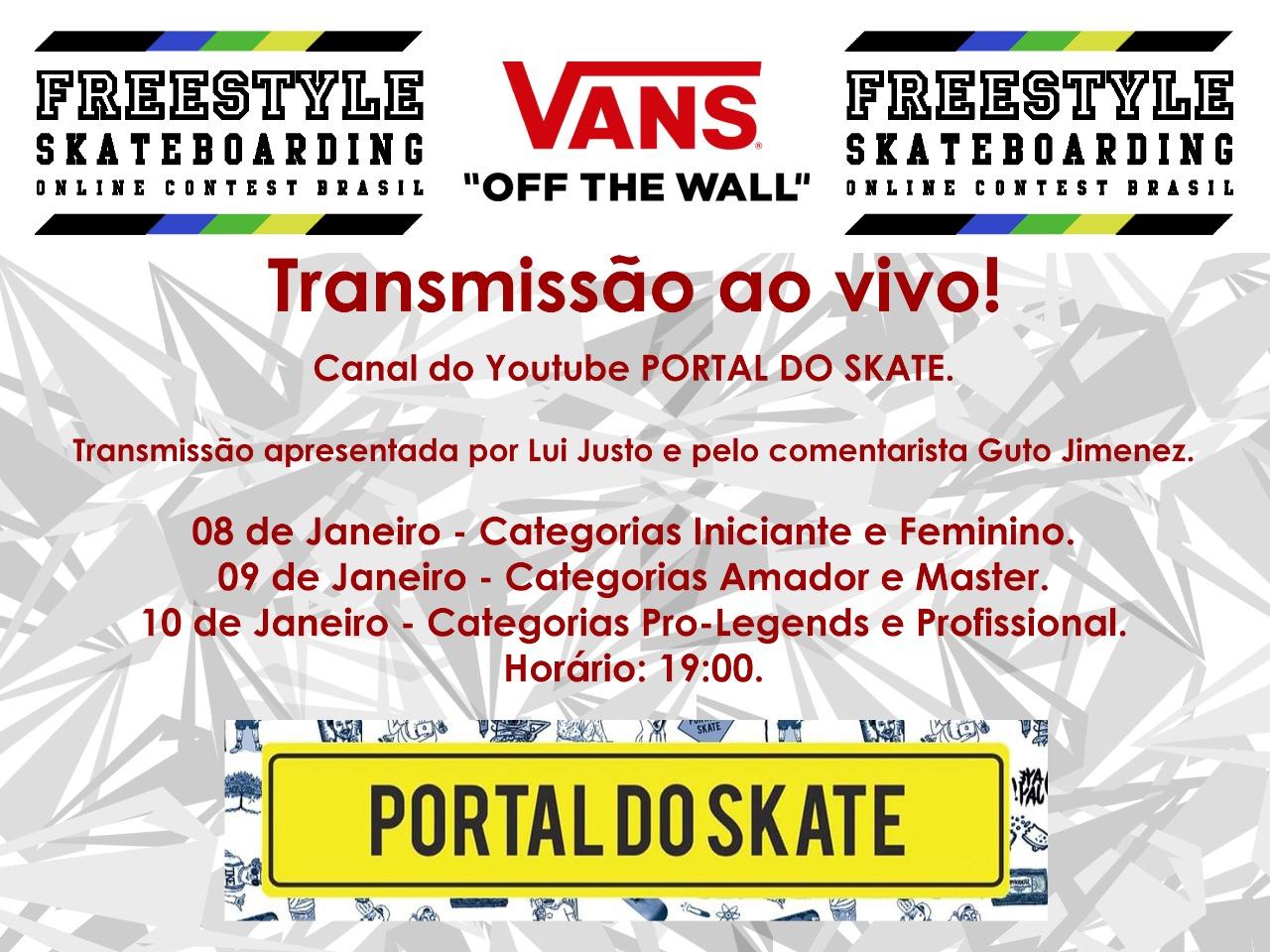 Freestyle Skateboarding Online Contest Brasil acontece neste fim de semana com transmissão do Canal Portal do Skate