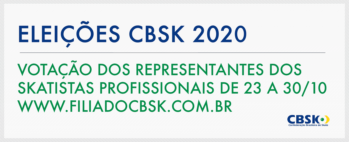 Skatistas profissionais do Brasil elegem de 23 a 30/10 representantes para eleição de 2020 da CBSk
