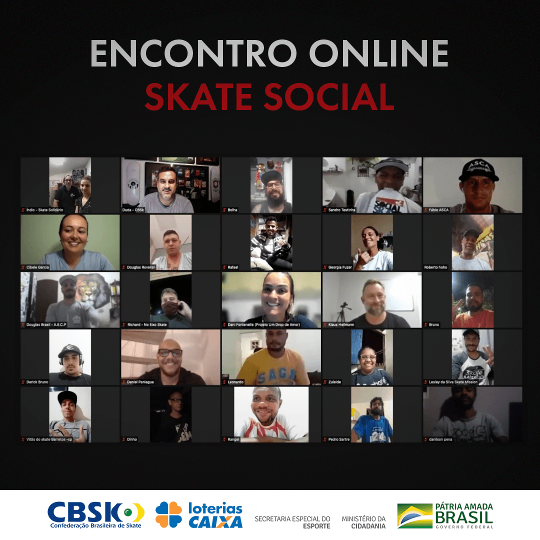 Confederação Brasileira de Skate realiza encontros online com os mais de 100 projetos mapeados pela frente Skate Social