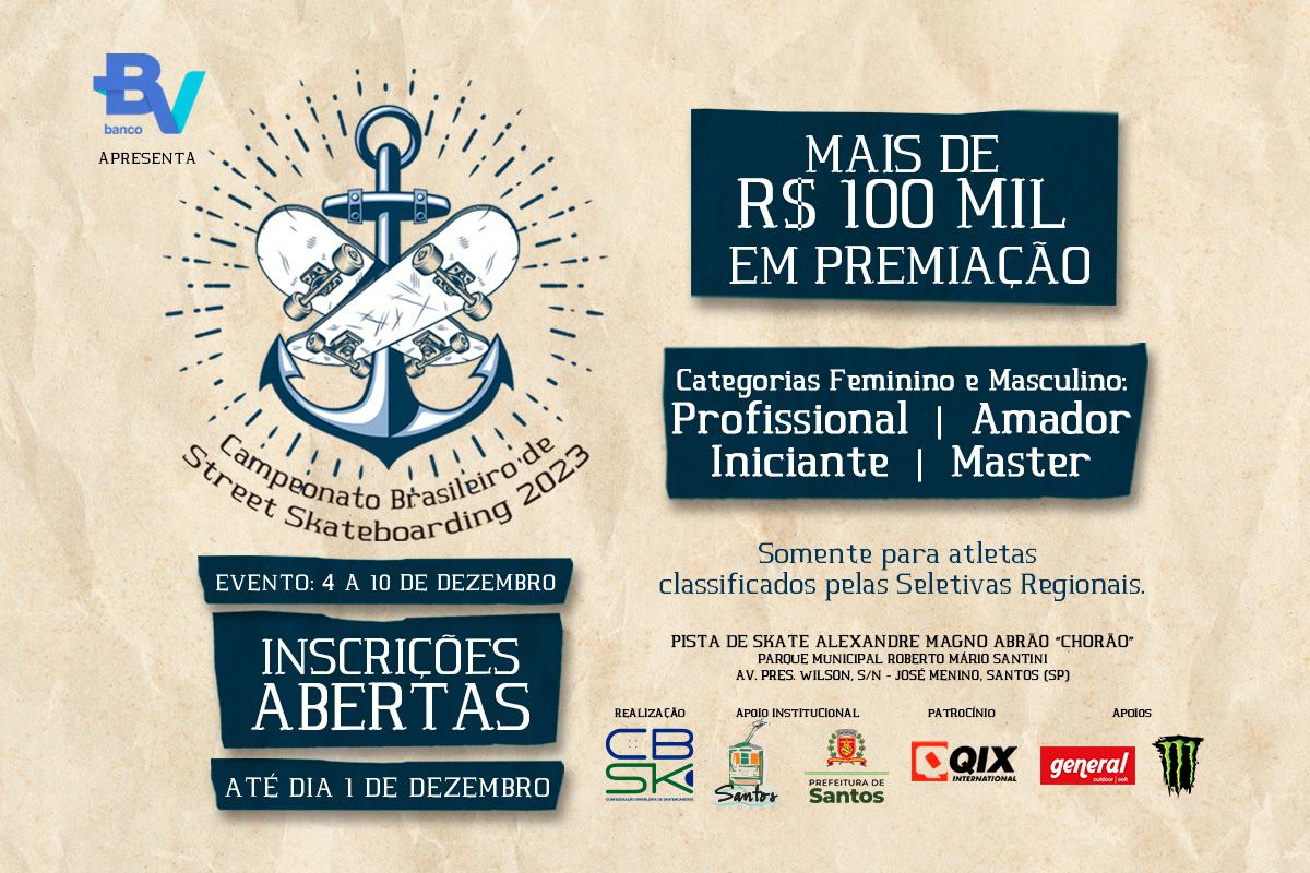 Brasileiro de Street distribuirá mais de R$ 100 mil em premiação aos skatistas profissionais